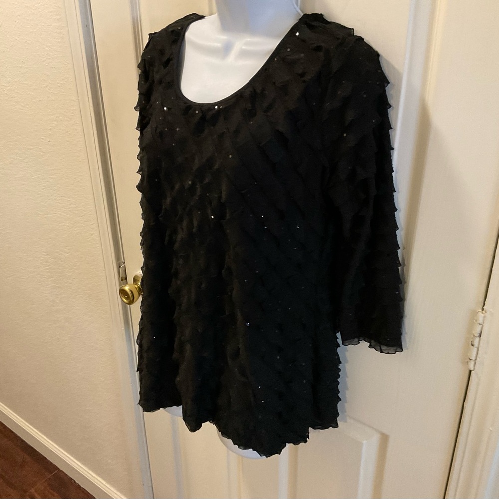 Notations Black Ruffled Blouse - image 2